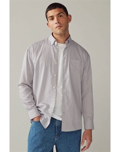 Свободная полосатая рубашка из 100% хлопка с одинарными манжетами и воротником на пуговицах, серый Next