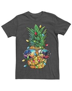 Мужские солнцезащитные очки с ананасами и рождественскими огнями, футболка с рисунком заката, цвет Charcoal Heather Licensed character