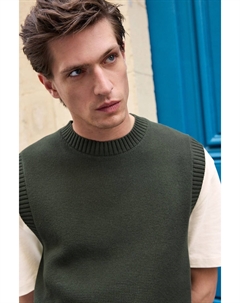 Майка из 100% хлопка с круглым вырезом, трикотажная в рубчик, зеленый Next