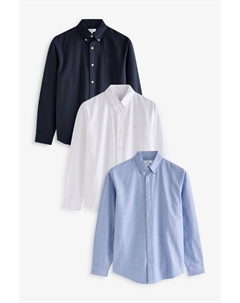 Рубашки Оксфорд с длинным рукавом, 3 шт в упаковке, белый Next