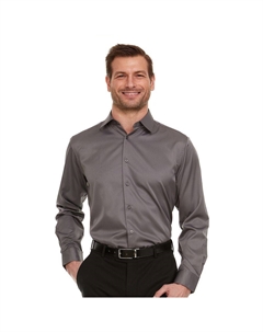 Мужская классическая рубашка узкого кроя из атласа стрейч, цвет Steel Gray Geoffrey beene