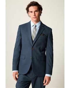 Пиджак из фактурной фланели приталенного кроя, синий Next