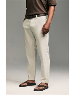 Брюки чиносы с поясом из льняной смеси, экрю Next