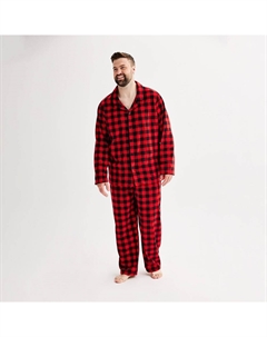 Big & Tall Jammies For Your Families Комплект пижамного верха и штанов в клетку Merry & Bright Buffalo с вырезом, цвет Buffalo Check Cuddl duds