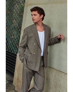 Пиджак свободного кроя в жаккардовую клетку, нейтральный Next