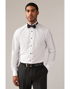Двойной манжет, облегающий крой рубашка и галстук бабочка, белый Next