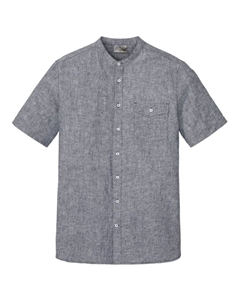 Рубашка с коротким рукавом и льном, синий Bpc selection