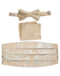 Мужской регулируемый комплект из атласа и пояса с узором пейсли, бежевый Gioberti