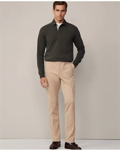 Мужские чиносы узкого кроя из саржи, бежевый Hackett