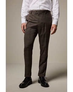 Клетка с отделкой брюки для костюма, коричневый Next