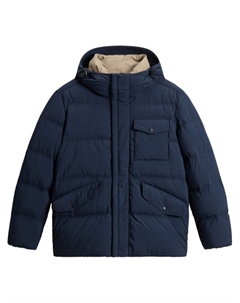 Пуховик с капюшоном, синий Woolrich