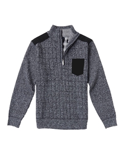 Мужской вязаный пуловер стандартного кроя с полумолнией на молнии и мягкой фланелевой подкладкой с начесом, цвет Melange Charcoal Gioberti