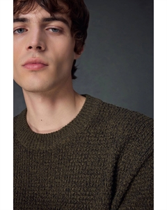 Джемпер с круглым вырезом и текстурированной вафельной отделкой, стандартного кроя, зеленый Next