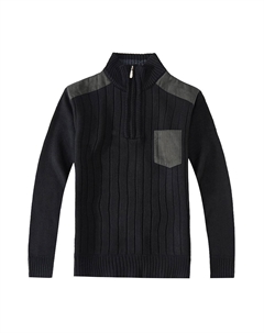 Мужской вязаный пуловер стандартного кроя с полумолнией на молнии и мягкой фланелевой подкладкой с начесом, черный Gioberti