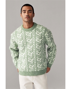 Свободный джемпер с узором «под горло», белый Next