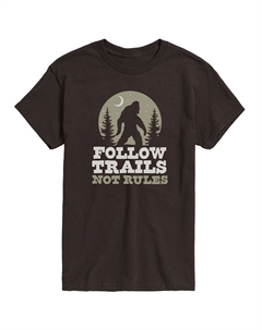 Мужская футболка с рисунком Follow Trails Not Rules Sasquatch, цвет Dark Brown Licensed character