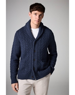 Кардиган из шерстяной смеси, вязаный косами, синий Next