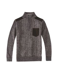 Мужской вязаный пуловер стандартного кроя с полумолнией на молнии и мягкой фланелевой подкладкой с начесом, цвет Melange Coffee Gioberti