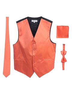Мужской деловой костюм, атласный жилет из 4 предметов, галстук-бабочка и нагрудный платок, коралловый Gioberti