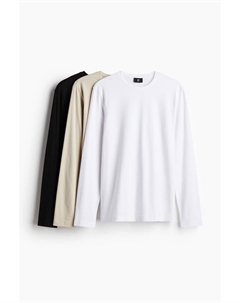 Комплект из 3 трикотажных рубашек приталенного кроя, белый H&m