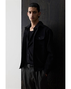 Рубашка из смесовой шерсти обычного кроя, черный H&m