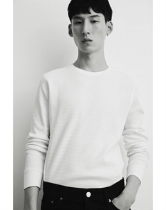 Рубашка из вафельного трикотажа приталенного кроя, белый H&m