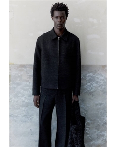 Верхняя рубашка с молнией и структурой, черный H&m