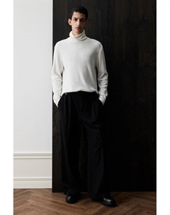 Свитер с высоким воротником в рубчик классической посадки, белый H&m