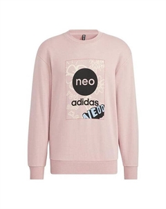 Толстовка с капюшоном с принтом нео-логотипа, круглый вырез, длинные рукава, пуловер в парном стиле, розовый Adidas