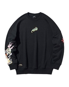 Свитера x disney кроссовер повседневный свободный пуловер, черный Li-ning