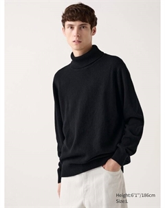 Джемпер с высоким воротом из овечьей шерсти, черный Uniqlo