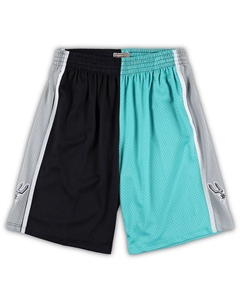 Мужские шорты черного/бирюзового цвета San Antonio Spurs Big & Tall из твердой древесины, классические шорты Swingman с разрезом Mitchell and ness