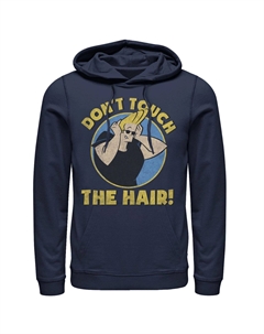 Мужской пуловер с капюшоном и капюшоном Cartoon Network Johnny Bravo Don't Touch The Hair Badge Licensed character
