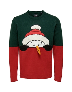 Свитер с рождественским рисунком, зеленый/красный Only & sons