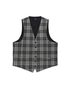 Мужской строгий твидовый жилет с узором «елочка» на 6 пуговицах, цвет Gray Plaid Gioberti