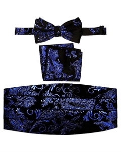 Мужской регулируемый комплект из атласа и пояса с узором пейсли, цвет Black Royal Gioberti