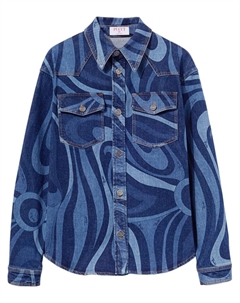 Джинсовая рубашка с принтом «мармо» от, синий Pucci