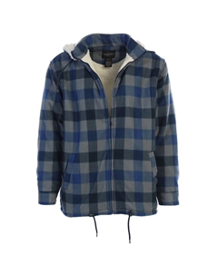 Мужская фланелевая куртка на подкладке из шерпы со съемным капюшоном, цвет Blue Navy Gioberti