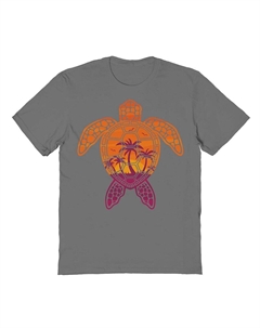 Мужская футболка COLAB89 с графическим рисунком Tropical Sunset Sea Turtle, цвет Charcoal Colab89 by threadless