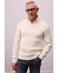 Джемпер прямого кроя с текстурной вязкой и шерстью, белый Next