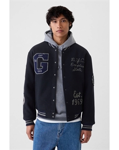 Куртка бомбер из шерстяной смеси с логотипом, синий Gap