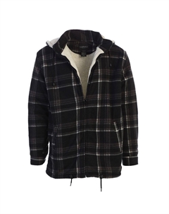 Мужская фланелевая куртка на подкладке из шерпы со съемным капюшоном, цвет Charcoal Checkered Gioberti