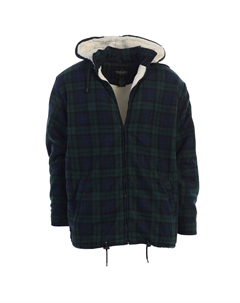 Мужская фланелевая куртка на подкладке из шерпы со съемным капюшоном, цвет Green Navy Gioberti