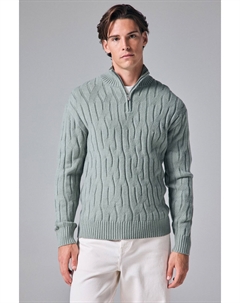 Джемпер прямого кроя с текстурной вязкой и шерстью, зеленый Next