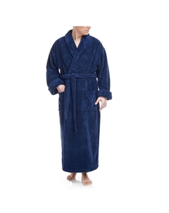 Мужской длинный флисовый халат до щиколотки с шалевым воротником, цвет Marine Blue Арус