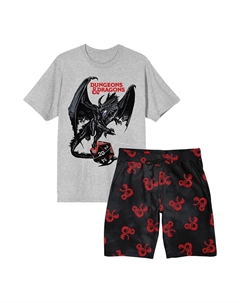 Мужской комплект для сна из 2 предметов: пижамный топ и пижамные шорты Dungeons & Dragons, мультиколор Licensed character