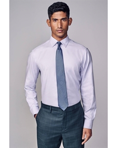 Рубашка из 100% хлопка премиум класса с фирменной отделкой, длинными рукавами и одинарными манжетами, фиолетовый Next