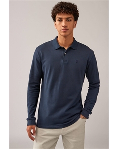 Рубашка поло с длинными рукавами из пике, синий Next