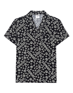 Мужская тканая рубашка на пуговицах с короткими рукавами и принтом Goonies со сплошным принтом, черный Licensed character