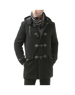 Мужской дафлкот Tyson из смесовой шерсти с пуговицами, черный Bgsd